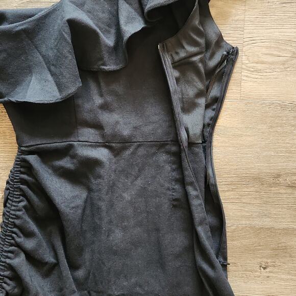 PRINCESS POLLY Off Shoulder Black Ruffled Mini Dress Size 6 - Picture 7 of 11